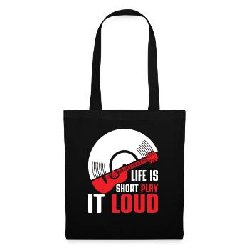 Life is short, play it loud / vinyl guitar bass - Tote Bag - black - Front