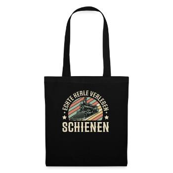 Modellbau Echte Kerle verlegen Schienen - Stoffbeutel - Schwarz - Vorne