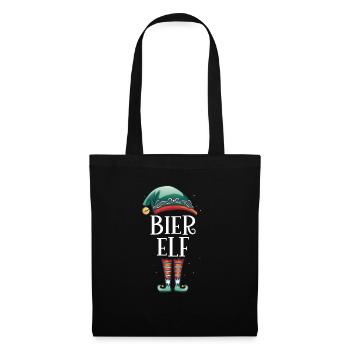 Weihnachten Partnerkostüm Bier Elf Elfe Elfen - Stoffbeutel - Schwarz - Vorne
