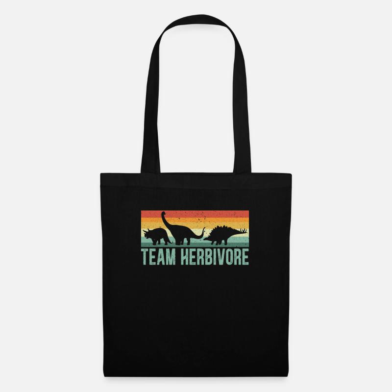 Team Herbivore Vegetarisches Gemüse Dinosaurier Vegan - Stoffbeutel - Schwarz