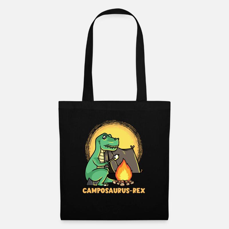 Dinosaurier T-Rex Jurrasic Lagerfeuer Wohnmobil - Stoffbeutel - Schwarz