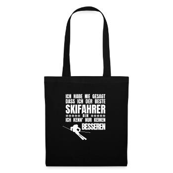 Der Beste Skifahrer - witziger Spruch Ski - Stoffbeutel - Schwarz - Vorne