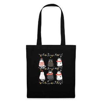 Mignon Chats Noël Chaton Tenue de Noël - Sac en tissu - noir - Devant
