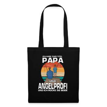 Retro Fische Angeln Geschenk Papa Karpfen Angler - Stoffbeutel - Schwarz - Vorne