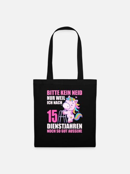15 Jahre im Dienst 15 Jähriges Dienstjubiläum - Stoffbeutel - Schwarz