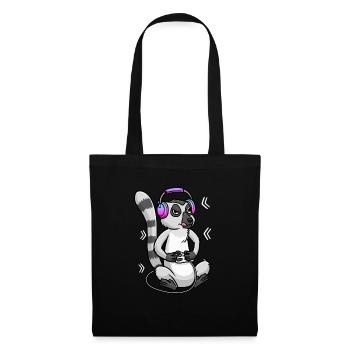 Katta Lemur Jeu Vidéo Jeu Joueur Katta Primate - Sac en tissu - noir - Devant