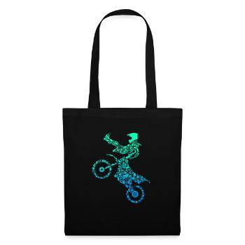 Motocross Calligram Dirt Bike Rider Biking - Stoffbeutel - Schwarz - Vorne