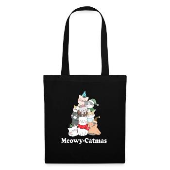 Mewoy-Catmas, Christmas, Cat, Christmas Cat - Tote Bag - black - Front