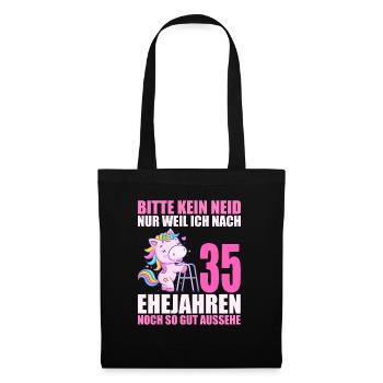 35 Jahre verheiratet lustig 35. Hochzeitstag - Stoffbeutel - Schwarz - Vorne