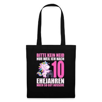 10 Jahre verheiratet lustig 10. Hochzeitstag - Stoffbeutel - Schwarz - Vorne