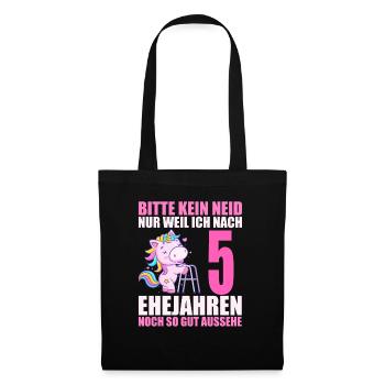 5 Jahre verheiratet lustig 5. Hochzeitstag - Stoffbeutel - Schwarz - Vorne