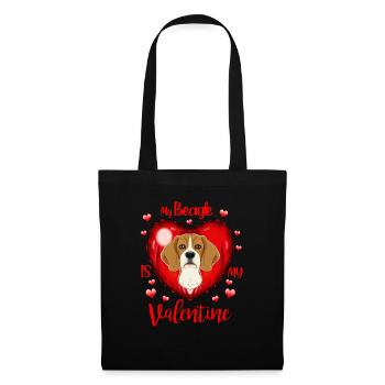 Mon Beagle est ma Saint-Valentin Je Beagle - Sac en tissu - noir - Devant