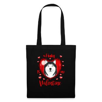 My Husky Is My Valentine I Husky - Stoffbeutel - Schwarz - Vorne