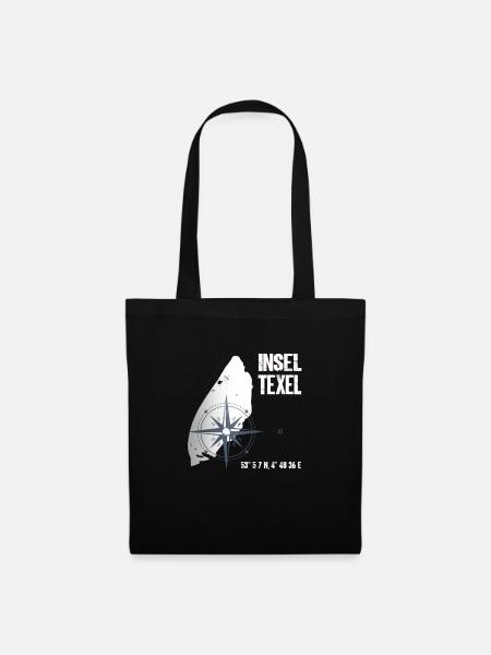 Carte des coordonnées de l'île de la mer du Nord de Texel vacances - Sac en tissu - noir