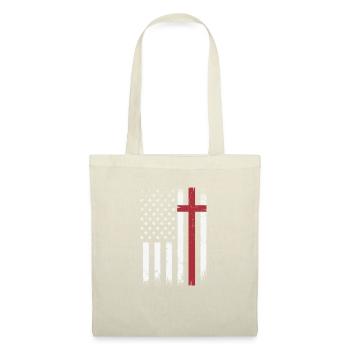 Christian Distressed USA Flagge Kreuz Glaube - Stoffbeutel - Natur - Vorne