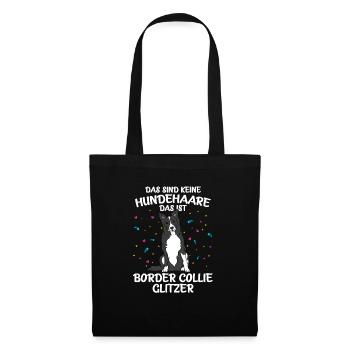 BORDER COLLIE Glitzer - Stoffbeutel - Schwarz - Vorne