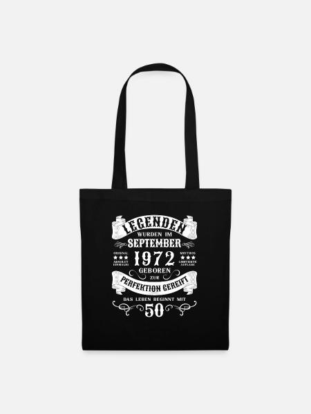 50. Geburtstag 50 Jahre September 1972 - Stoffbeutel - Schwarz