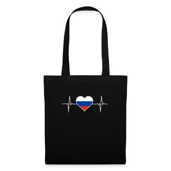 Russie Heartbeat Flag Vintage Russie - Sac en tissu - noir - Devant