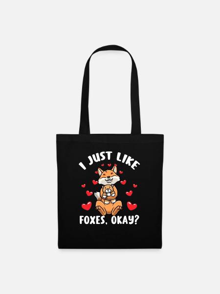 Kawaii Fuchs Kuscheltier Herz Fuchs - Stoffbeutel - Schwarz