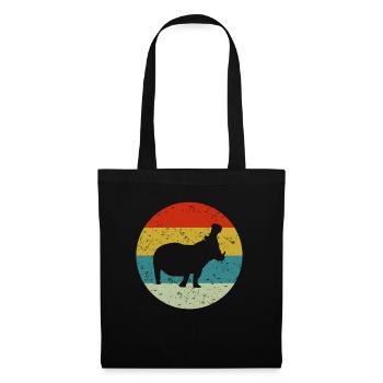 Retro Vintage Nilpferd - Stoffbeutel - Schwarz - Vorne