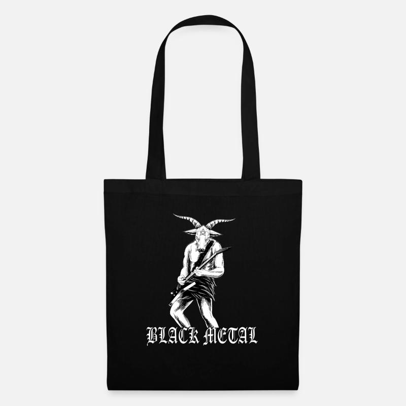 black metal, baphomet mit e gitarren, musiker, git - Stoffbeutel - Schwarz