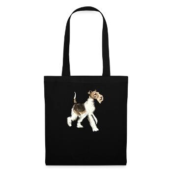 Foxterrier Hund I Jagdhund Züchter Frauchen Motiv - Stoffbeutel - Schwarz - Vorne