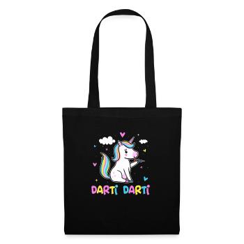 Darti Darti Einhorn Dartspieler Dart Einhorn - Stoffbeutel - Schwarz - Vorne