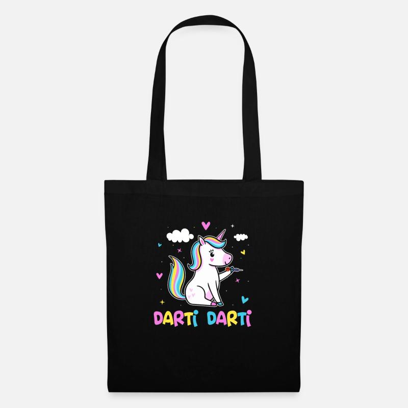 Darti Darti Einhorn Dartspieler Dart Einhorn - Stoffbeutel - Schwarz