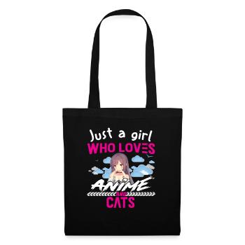 I Am Just A Girl Who Loves Anime And Cats - Stoffbeutel - Schwarz - Vorne