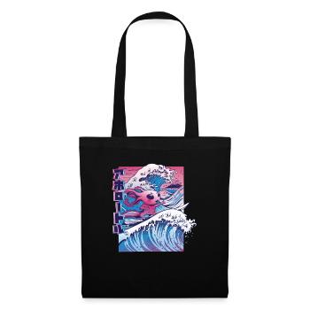 Axolotl Surfing Vaporwave Japan Wave - Tote Bag - black - Front