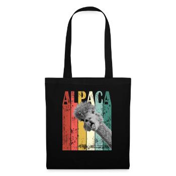Alpaka Vintage Lama Herz-Liebes-Design-Geschenk - Stoffbeutel - Schwarz - Vorne