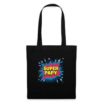 Super Papy super héro superpapy - Sac en tissu - noir - Devant