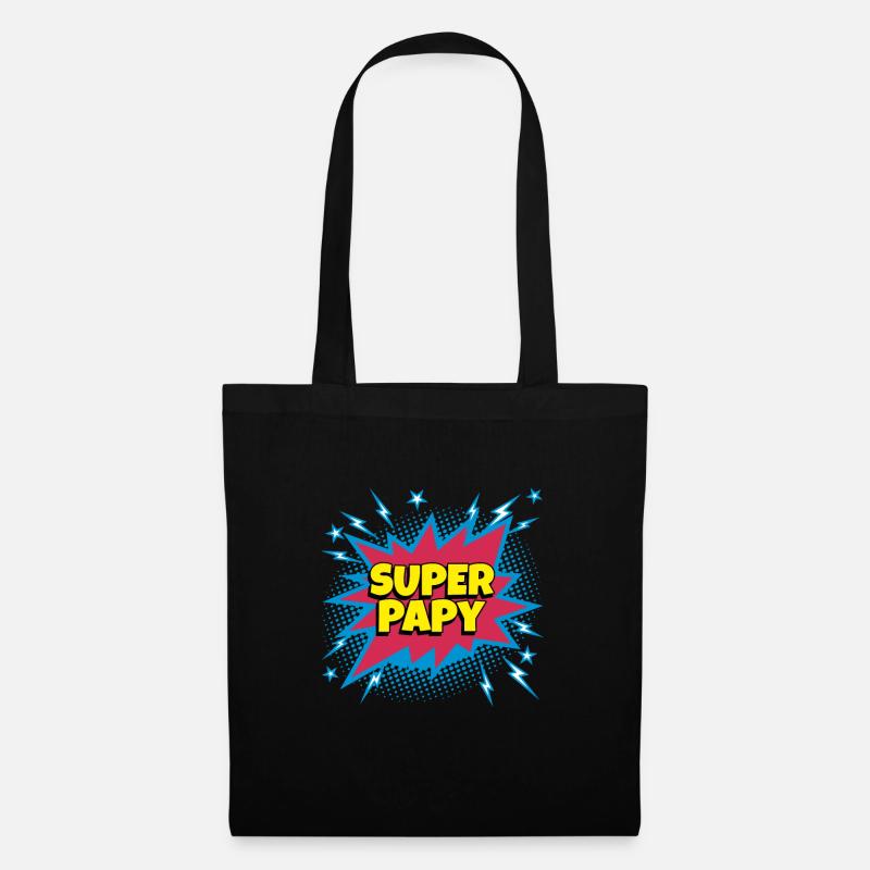 Super Papy super héro superpapy - Sac en tissu - noir