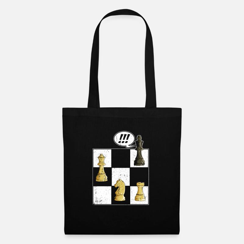 Schach Tshirt Schachbrett Schachmatt Schachspiel - Stoffbeutel - Schwarz