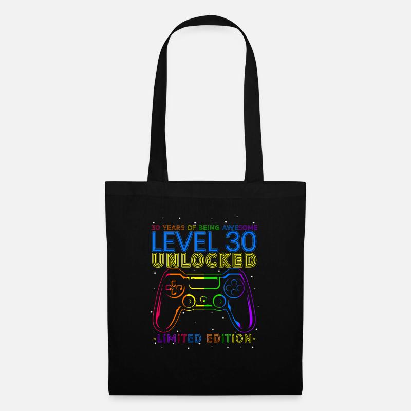 Gaming 30. Geburtstag Geschenk Level 30 Unlocked - Stoffbeutel - Schwarz