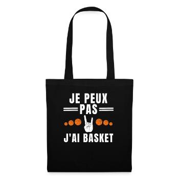Je peux pas j ai basket signe de la main - Sac en tissu - noir - Devant