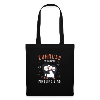 Zuhause ist wo meine Pinguine sind Pinguin - Stoffbeutel - Schwarz - Vorne