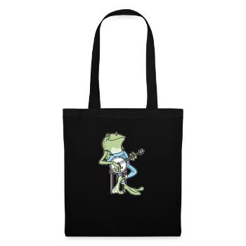 Cottagecore Aesthetic Frosch Banjo Fairycore - Stoffbeutel - Schwarz - Vorne