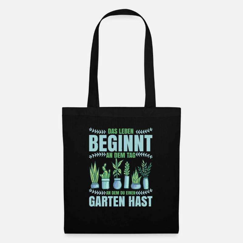 Das Leben beginnt an dem Tag an dem du Garten hast - Stoffbeutel - Schwarz