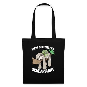 Mein Offizielles Schlafshirt Faultier Schildkröte - Stoffbeutel - Schwarz - Vorne