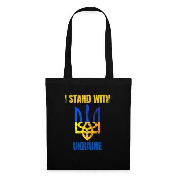 Je me tiens avec le drapeau ukrainien vintage de l’Ukraine - Sac en tissu - noir - Devant