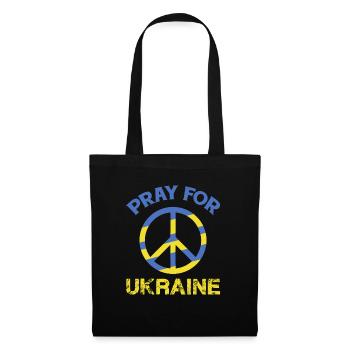 Pray for Ukraine Friedenssymbol in blau und gelb - Stoffbeutel - Schwarz - Vorne