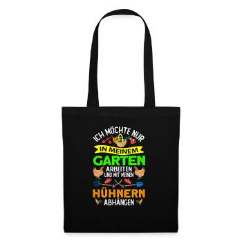 Gärtner Geschenk - im Garten arbeiten Hühnern - Stoffbeutel - Schwarz - Vorne