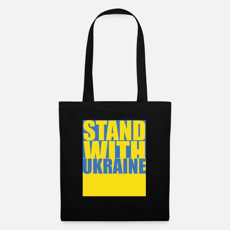 STAND MIT DER UKRAINE Flagge der Ukraine - Stoffbeutel - Schwarz