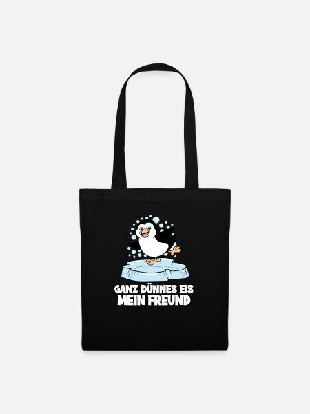 Ganz Dünnes Eis Mein Freund Pinguin Eisscholle - Stoffbeutel - Schwarz