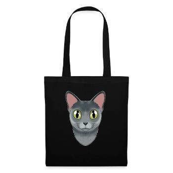 Cat Lover I Cat Face I Russian Blue Cat - Stoffbeutel - Schwarz - Vorne