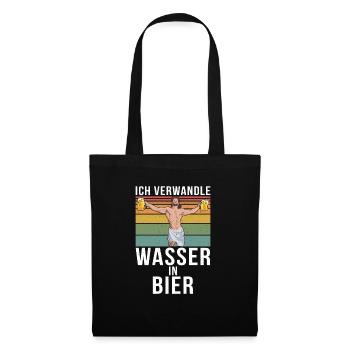 Bier Brauen Ich Verwandle Wasser In Bier Jesus - Stoffbeutel - Schwarz - Vorne