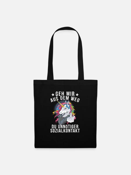 Unnötiger Sozialkontakt Einhorn - Stoffbeutel - Schwarz