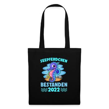 Seepferdchen Bestanden 2022 Schwimmabzeichen - Stoffbeutel - Schwarz - Vorne