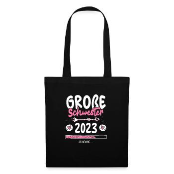 Große Schwester 2023 Loading Herz - Stoffbeutel - Schwarz - Vorne